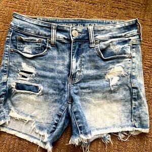 American Eagle Outfitters Light Blue Distressed Jean Shorts